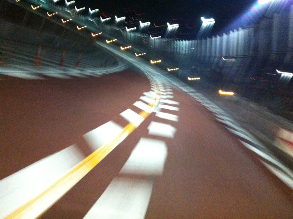 Sharp curve on the highway at night